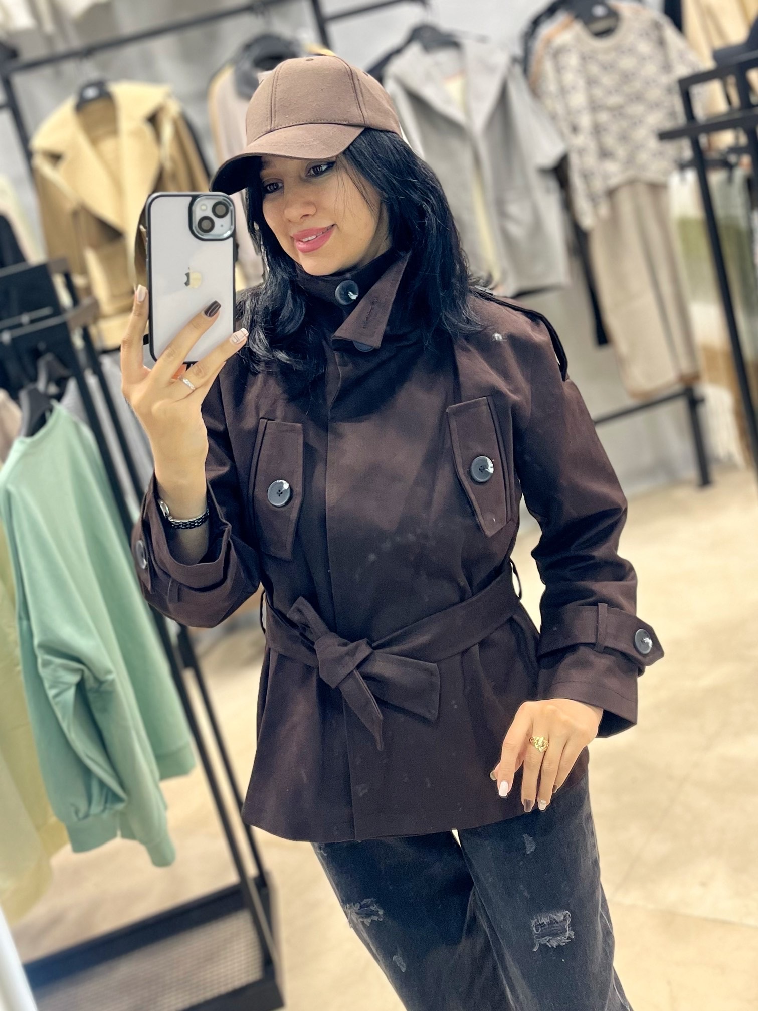 ترنچ کت زارا قهوه ای