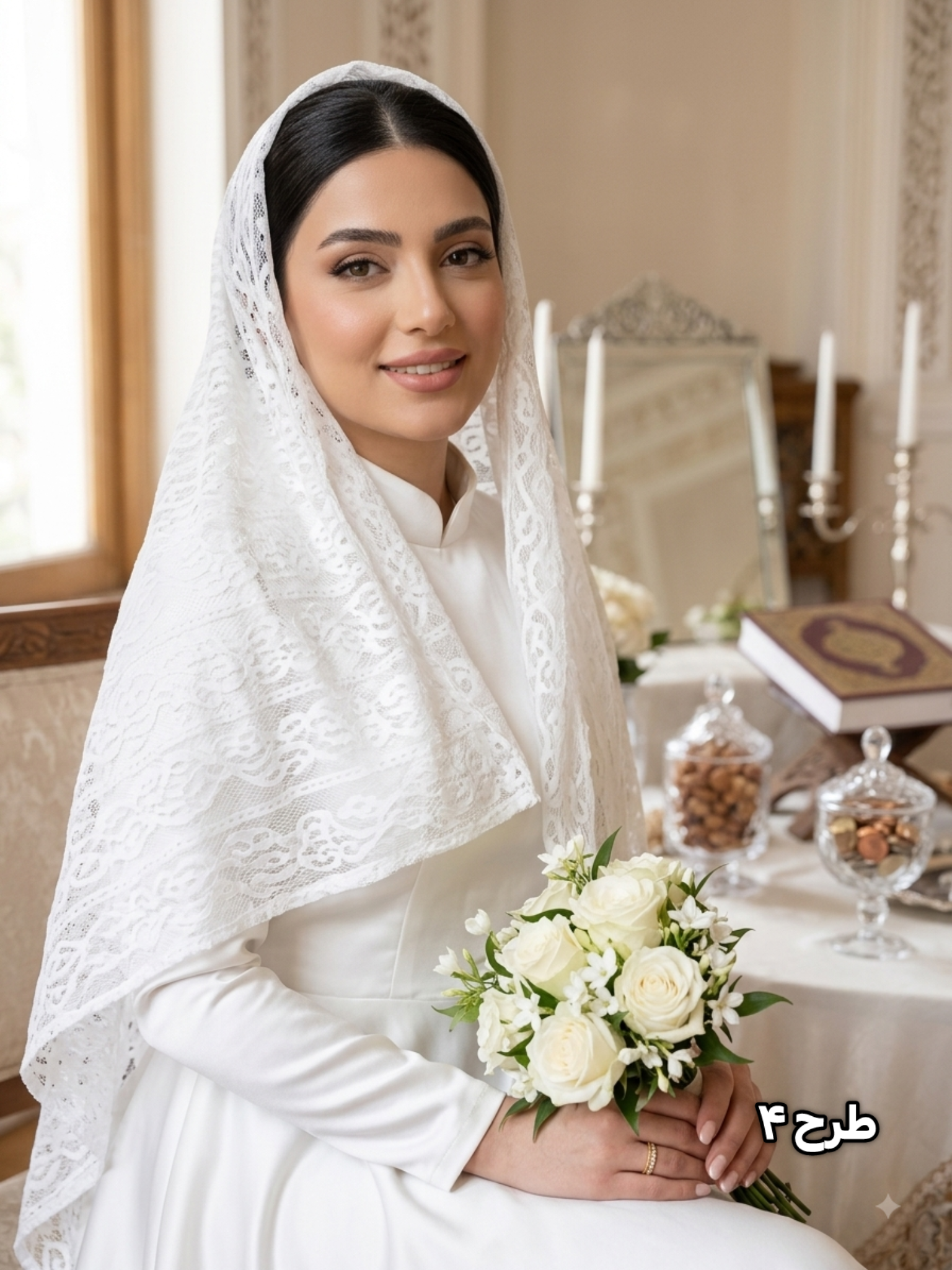 شال گیپور سفید مجلسی